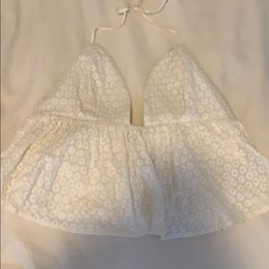 Floral white halter top